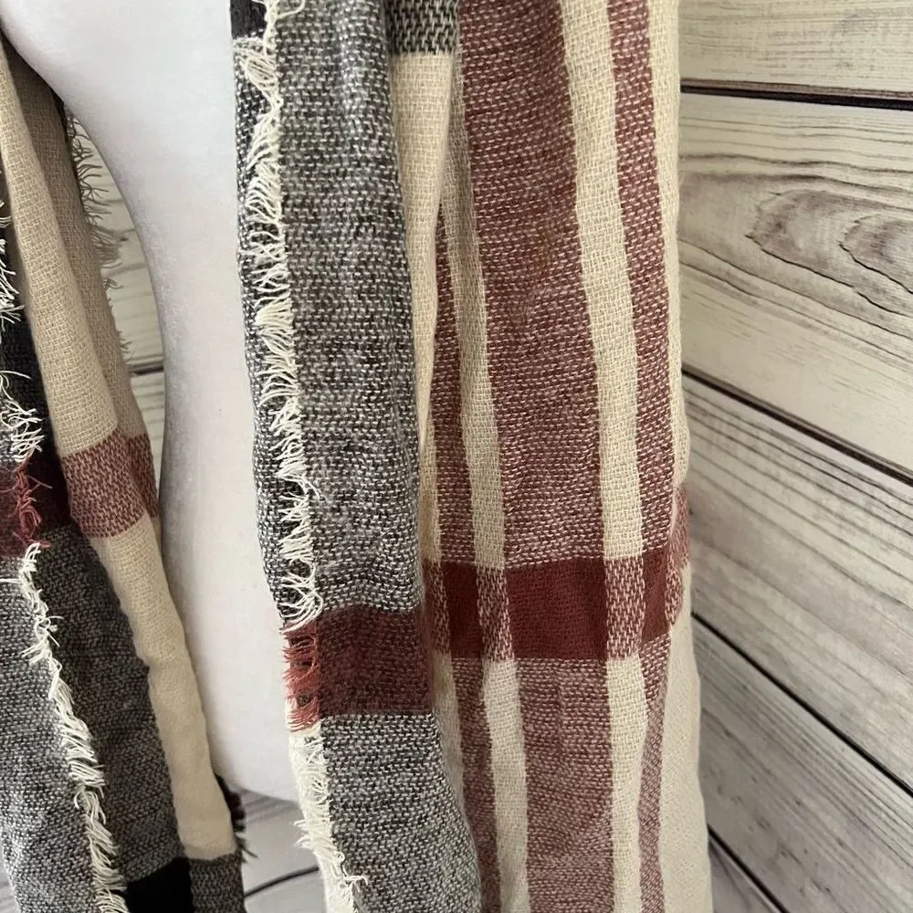 Tan & Red Plaid Scarf